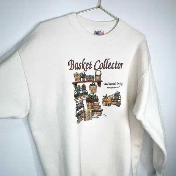 VTG 90s Basket Collector NameMe Calligraphy Graphic Sweatshirt Longaberger XL - Picture 2 of 8